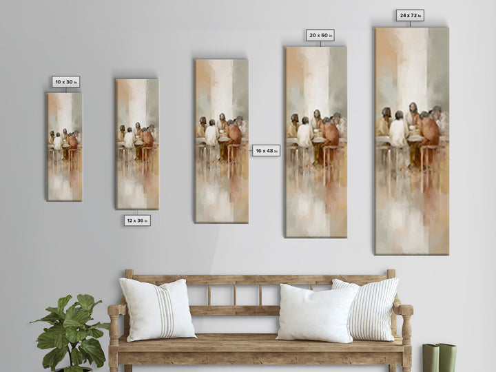 Heavenly Supper Light – Framed Canvas Print – Christian Wall Art – Jesus Painting – Christian Art Canvas – Tall Skinny Art Print – Christia