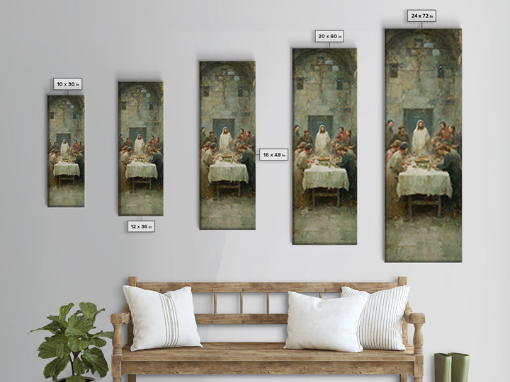 Sacred Fellowship Glow, Framed Canvas Print, Christian Art Canvas, Jesus Wall Art, Modern Christian Art, Tall Skinny Art Print, Christmas A