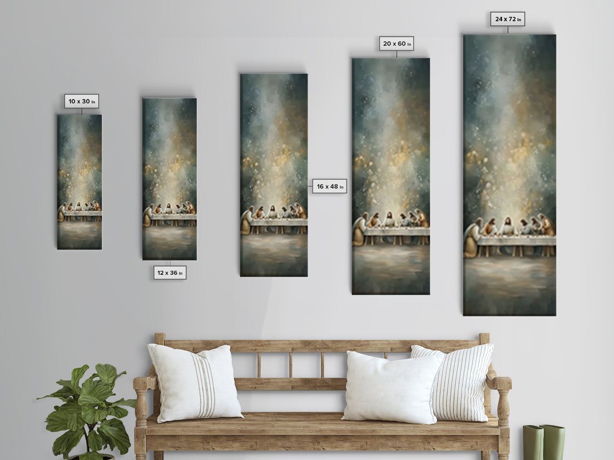 Divine Supper Horizon, Framed Canvas Print, Christian Art, Jesus Painting Canvas, Christian Wall Art, Narrow Art, Christian Christmas Art,