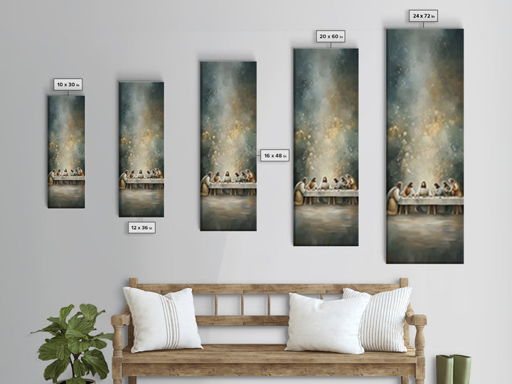 Divine Supper Horizon, Framed Canvas Print, Christian Art, Jesus Painting Canvas, Christian Wall Art, Narrow Art, Christian Christmas Art,