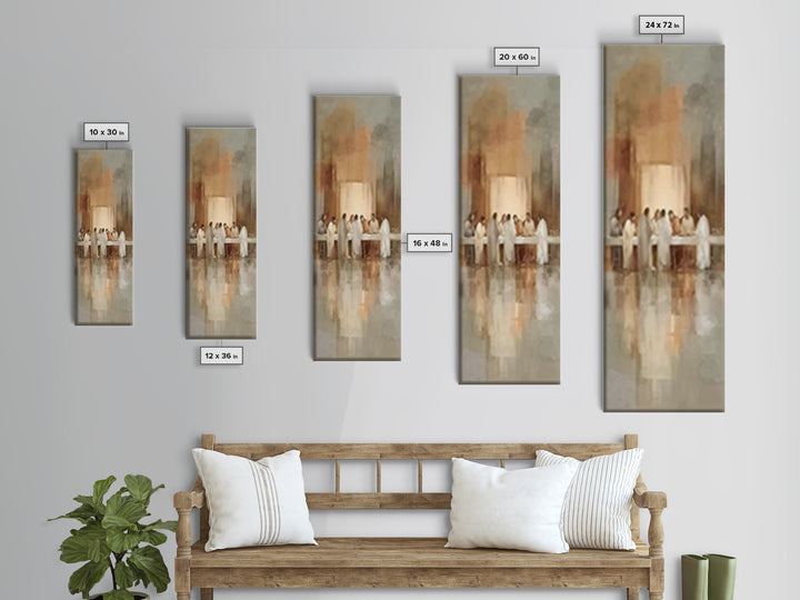 Sacred Supper Glow – Framed Canvas Print – Christian Wall Art – Jesus Painting – Christian Art Canvas – Tall Skinny Art Print – Christian C