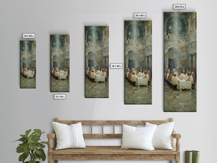 Table Of Grace | Framed Canvas Print | Christian Art Canvas | Modern Christian Painting | Jesus Wall Art | Tall Narrow Wall Art | Christmas