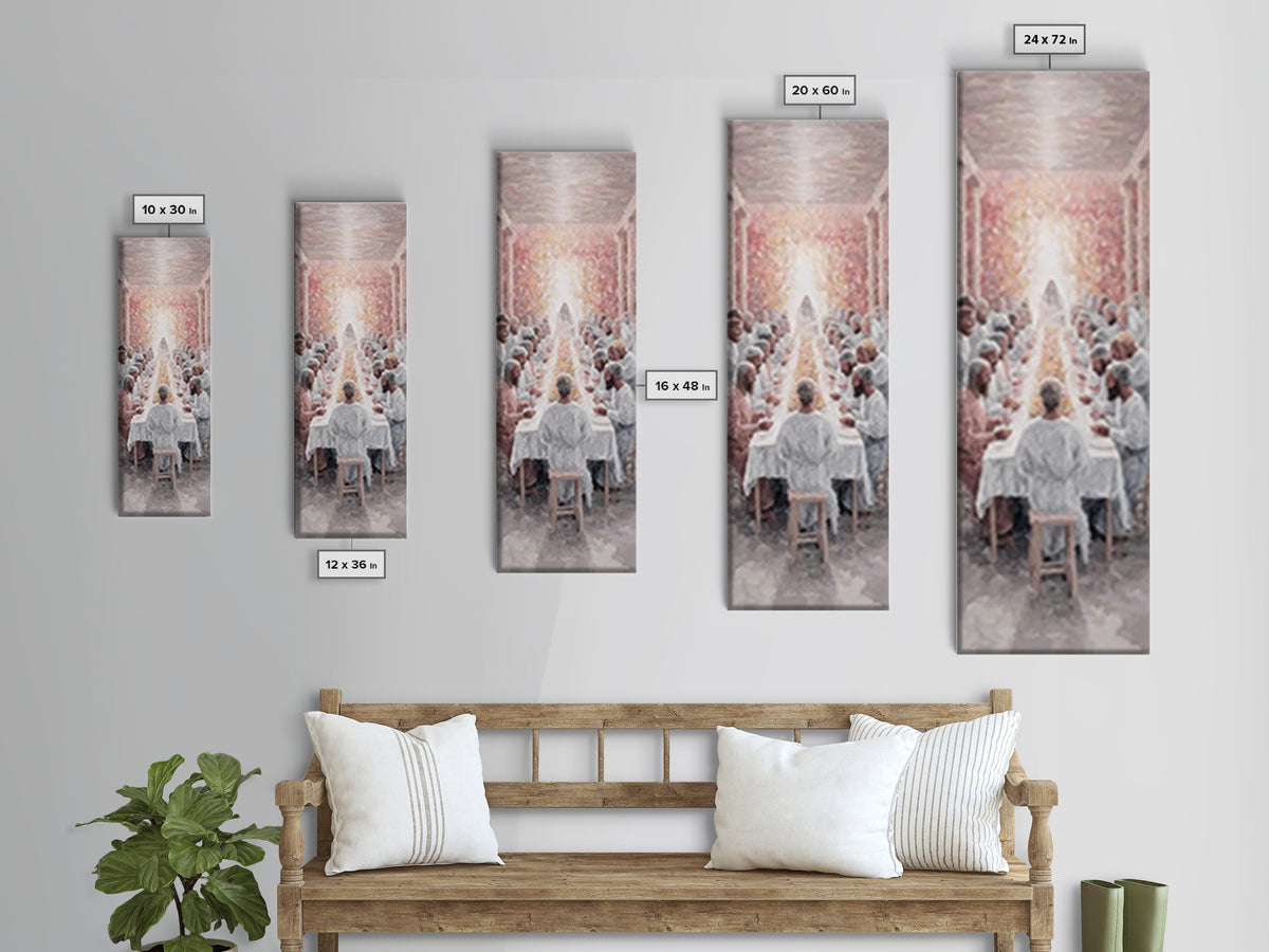 Celestial Supper Bloom, Framed Canvas Print, Christian Art Canvas, Christian Art, Jesus Painting, Narrow Art, Christian Christmas Art, Chri