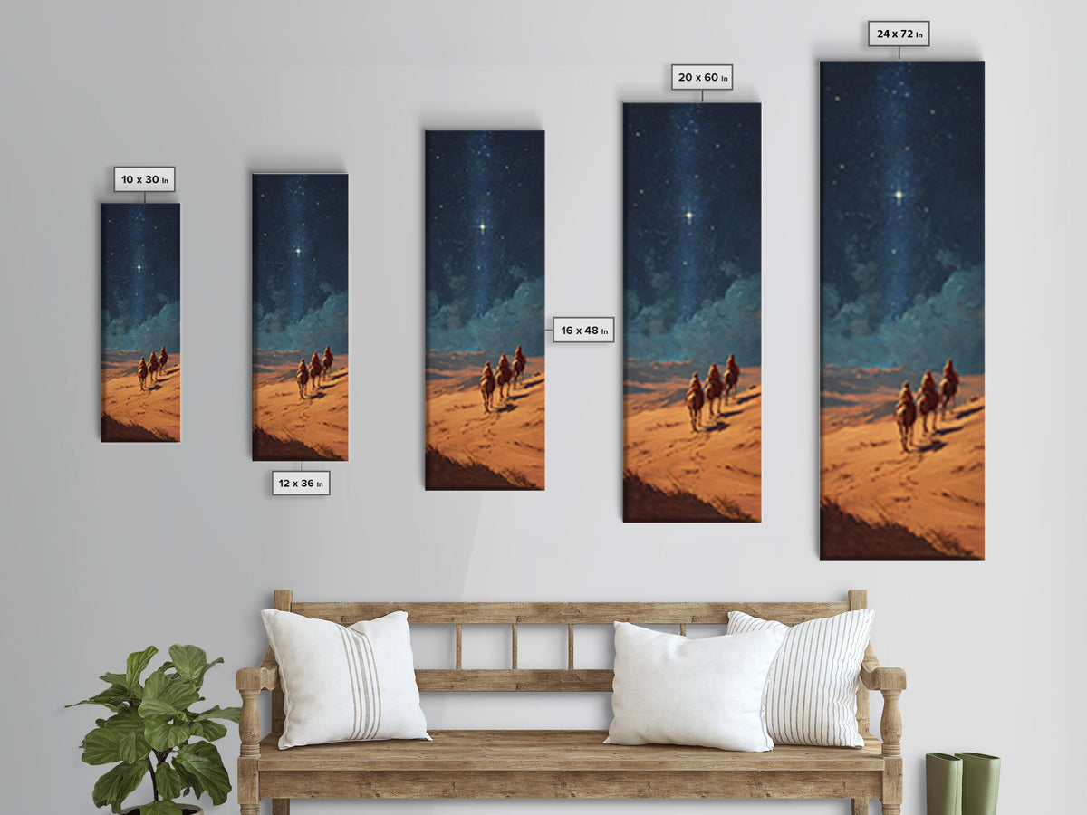Holy Night Trek – Framed Canvas Print – Christian Wall Art – Christian Art Canvas – Tall Skinny Art Print – Christmas Art