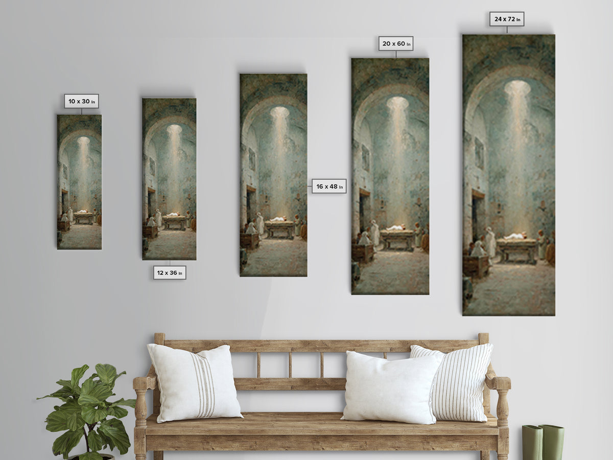 Sanctuary Child Glow – Framed Canvas Print – Christian Art Canvas – Christian Christmas Art – Jesus Painting – Tall Skinny Art Print – Chri