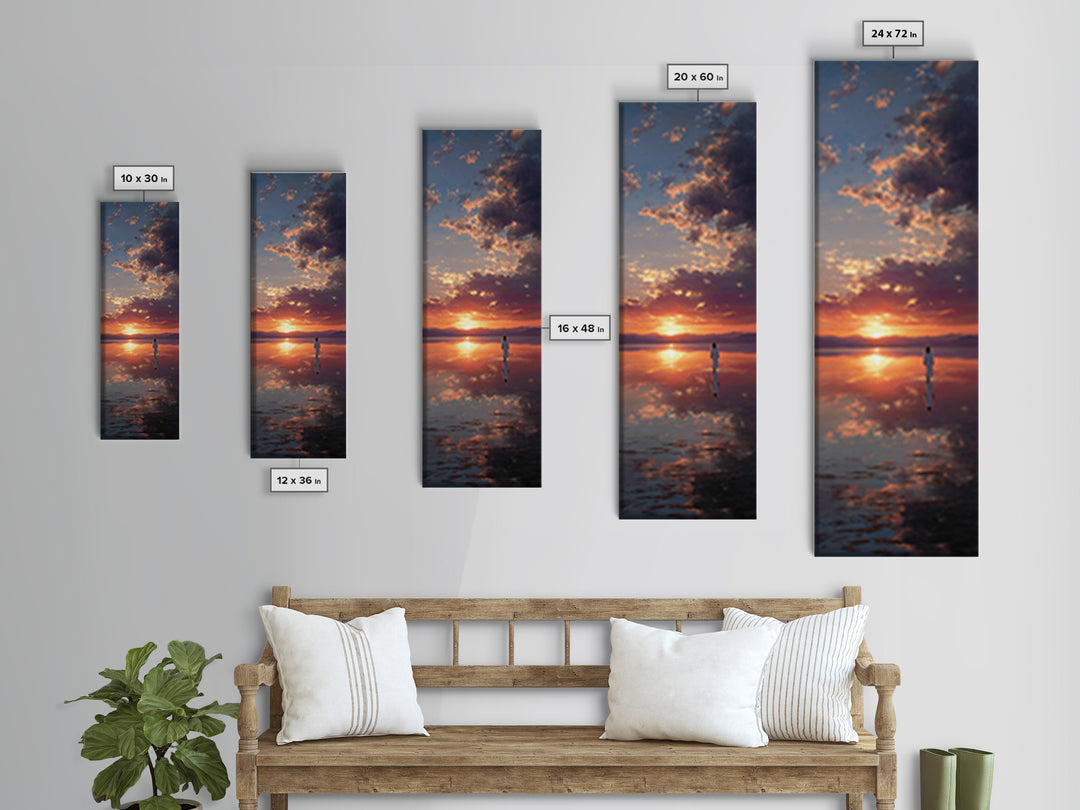 Sunset Walk Of Grace – Framed Canvas Print – Tall Narrow Wall Art – Christian Wall Art – Jesus Painting – Christian Art Canvas – Christian