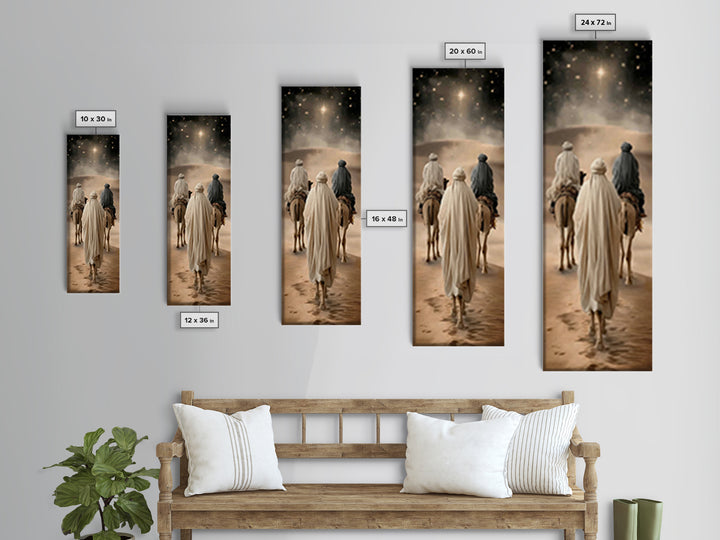 Starward Caravan – Framed Canvas Print – Christian Christmas Art – Christian Wall Art – Jesus Christmas Art – Tall Skinny Art Print – Chris