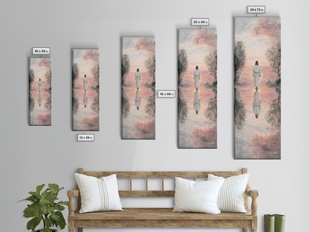 Garden Path Savior – Framed Canvas Print – Skinny Art – Christian Art Canvas – Christian Wall Art – Jesus Painting – Modern Christian Art
