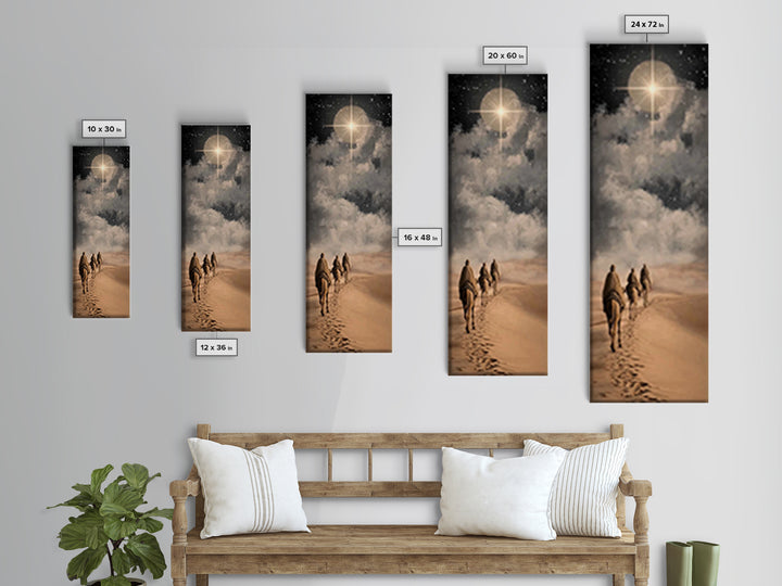 Night Star Pilgrimage – Framed Canvas Print – Christian Christmas Art – Christmas Art – Christian Wall Art – Skinny Art – Christian Gift
