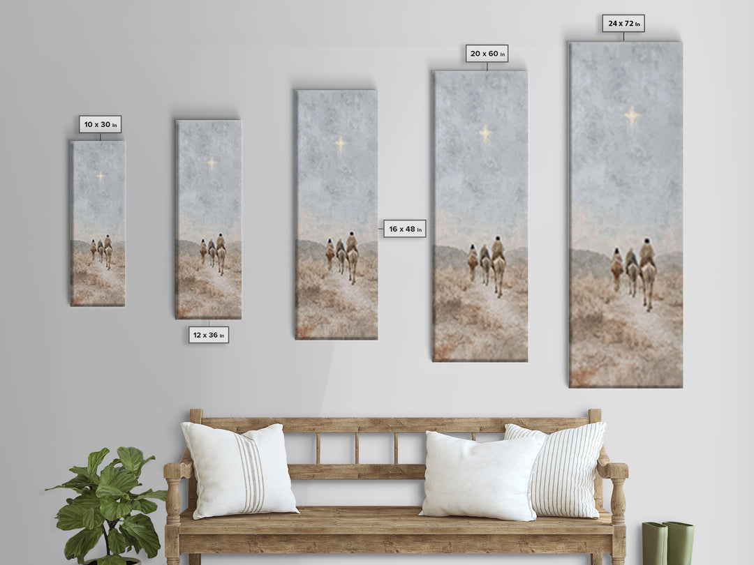 Desert Star Journey – Framed Canvas Print – Narrow Art – Christian Art – Christmas Wall Art – Jesus Painting – Christian Art Print – Christ