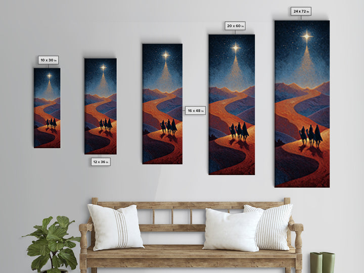Night Star Pilgrims – Framed Canvas Print – Skinny Art – Christian Christmas Art – Christian Art Canvas – Jesus Painting – Christmas Wall A