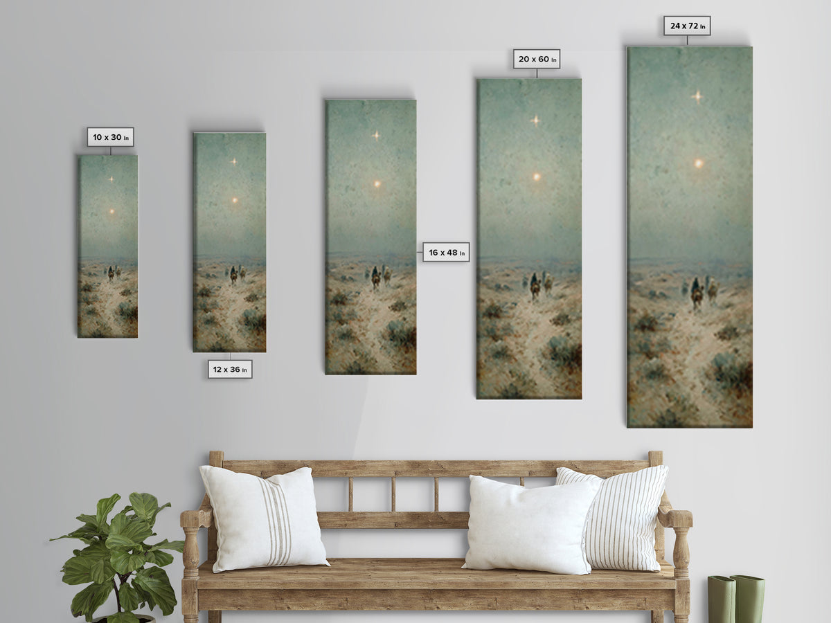 Bethlehem Star Path – Framed Canvas Print – Tall Narrow Wall Art – Christian Art – Christmas Art – Christian Art Print – Christian Canvas –