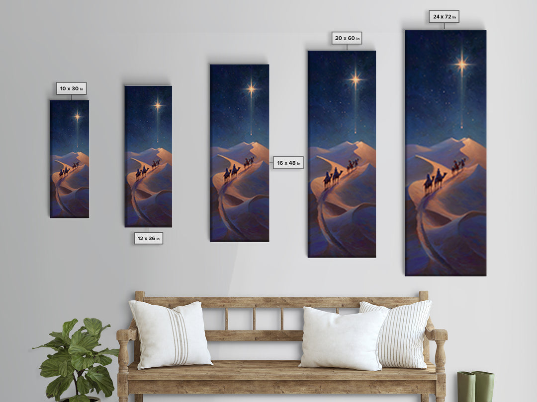Wandering Kings Star – Framed Canvas Print – Narrow Art – Christian Christmas Art – Christian Art Canvas – Jesus Painting – Christmas Wall