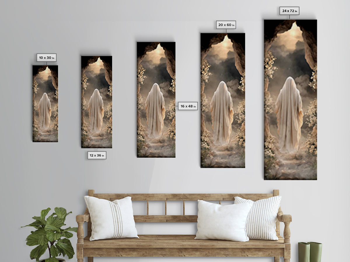 Holy Cave Dawn – Framed Canvas Print – Tall Skinny Art Print – Christian Art – Jesus Painting – Christian Art Canvas – Christian Wall Art –