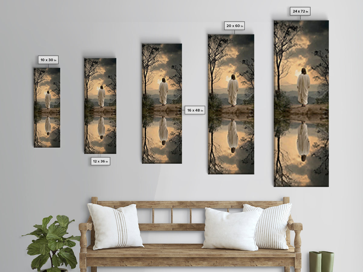 Twilight Journey Home – Framed Canvas Print – Narrow Art – Christian Wall Art – Christian Art Canvas – Jesus Painting – Subtle Christian Ar