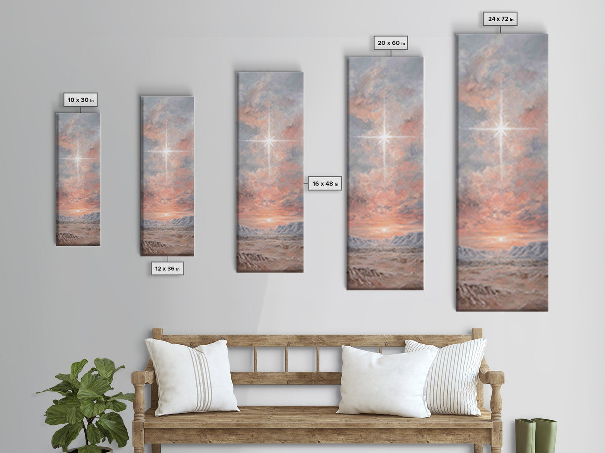Heavenly Dawn Star – Framed Canvas Print – Tall Narrow Wall Art – Christian Wall Art – Christian Art Canvas – Christmas Art – Jesus Paintin