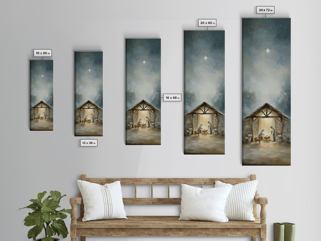 Bethlehem Night Light – Framed Canvas Print – Skinny Art – Christian Christmas Art – Christian Art Canvas – Jesus Painting – Christian Wall