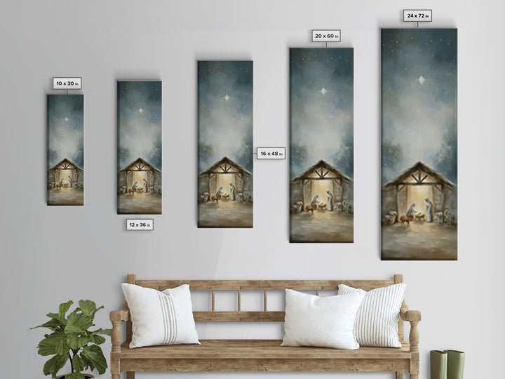 Bethlehem Night Light – Framed Canvas Print – Skinny Art – Christian Christmas Art – Christian Art Canvas – Jesus Painting – Christian Wall