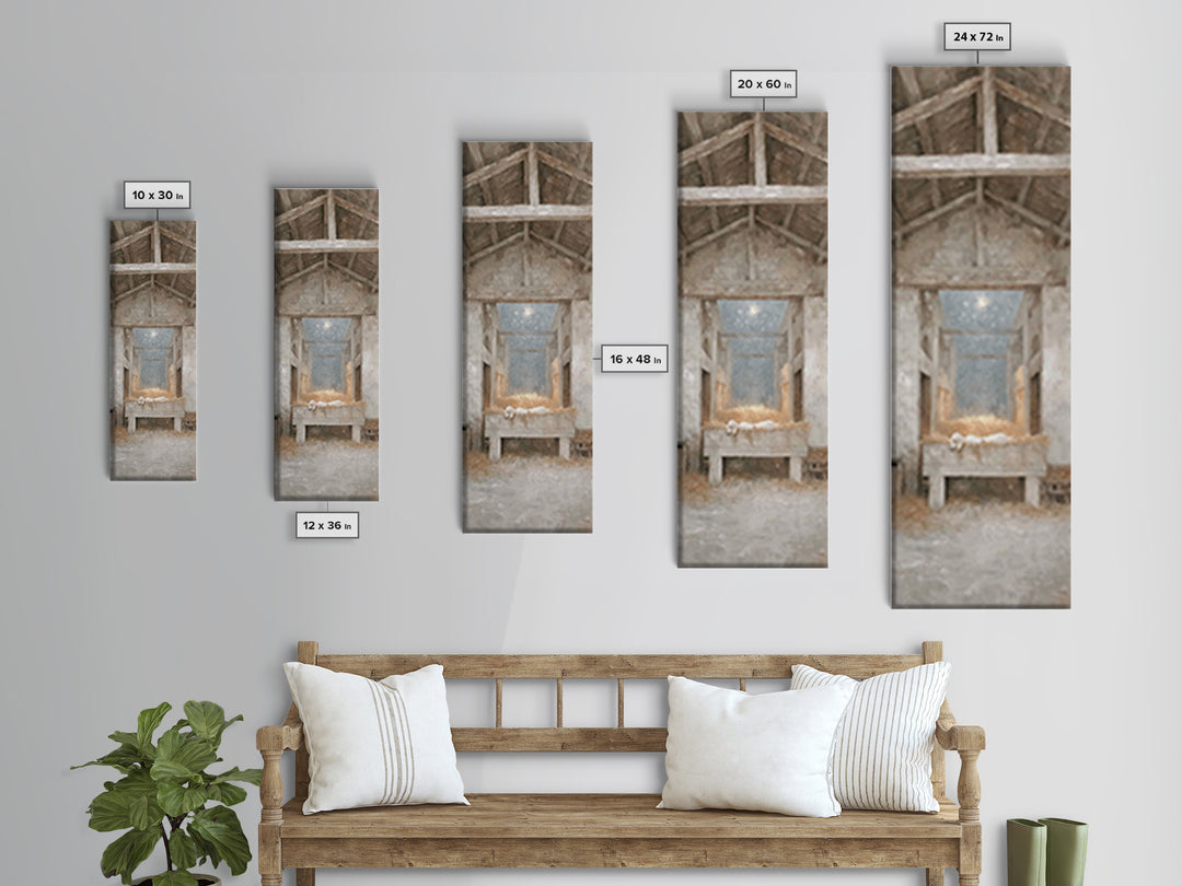 Quiet Manger Peace – Framed Canvas Print – Narrow Art – Christian Wall Art – Christian Art Canvas – Christmas Art – Christian Christmas