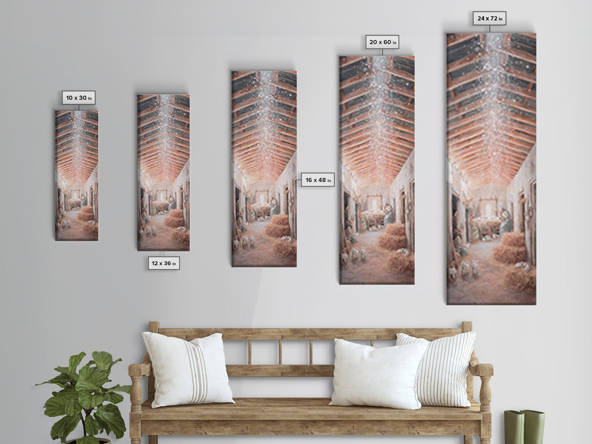 Sacred Nativity Hush – Framed Canvas Print – Tall Narrow Wall Art – Jesus Painting – Christian Art Canvas – Christmas Art – Christian Chris
