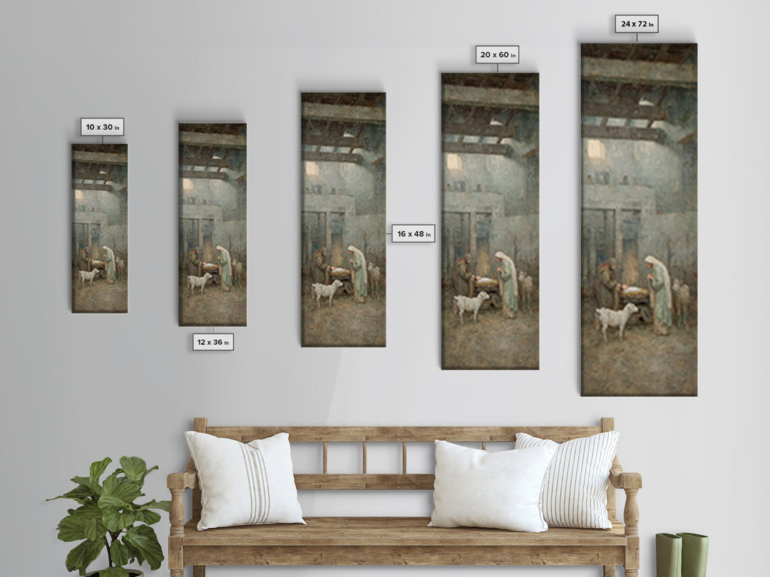 Mary’s Gentle Vigil – Framed Canvas Print – Tall Skinny Art Print – Christian Art Canvas – Jesus Christmas Art – Christian Wall Art – Chris