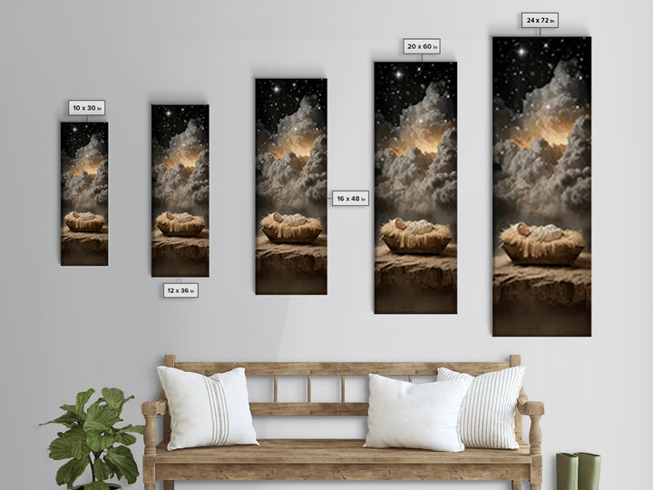 Heavenly Manger Star – Framed Canvas Print – Tall Narrow Wall Art – Christian Art Canvas – Jesus Painting – Jesus Art – Christian Christmas