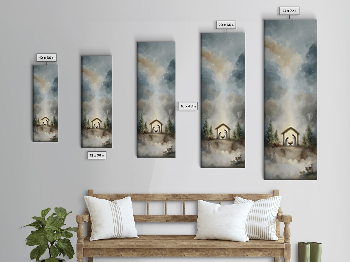 Silent Holy Wonder – Framed Canvas Print – Tall Narrow Wall Art – Jesus Art – Christian Art Canvas – Christian Christmas Art – Jesus Painti