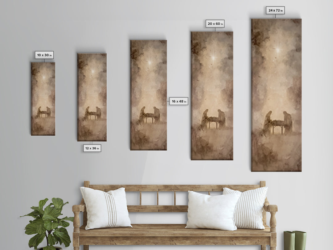 Divine Birth Star – Framed Canvas Print – Tall Narrow Wall Art – Jesus Painting – Christian Art Canvas – Jesus Art – Christian Christmas Ar