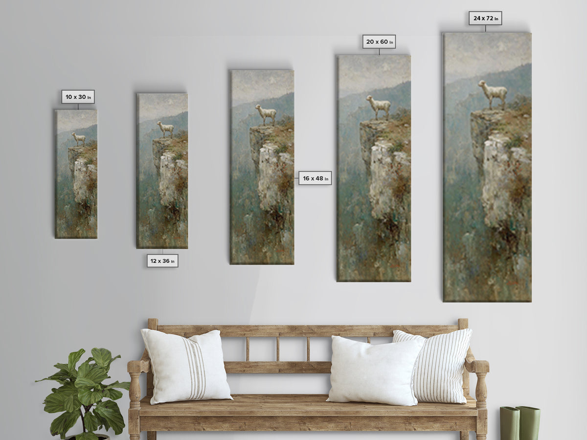 Silent Ridge Lamb - Framed Canvas Print - Christian Art Canvas - Vintage Christian Art - Christian Wall Art - Christian Painting - Tall Ski