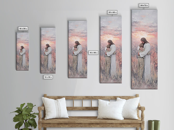 Eternal Peace Embrace – Framed Canvas Print – Jesus Painting – Christian Wall Art – Christian Art Canvas – Modern Christian Art – Tall Skin