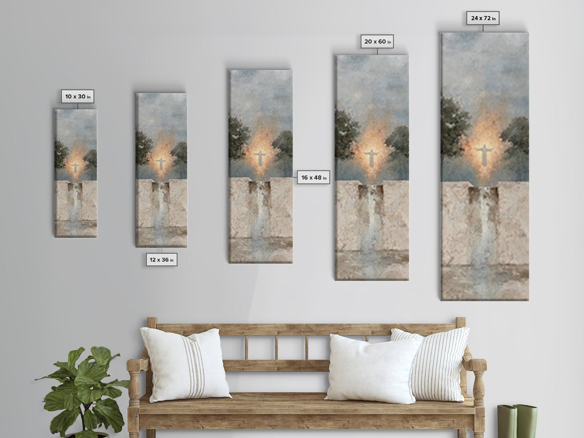 Light Of Salvation – Framed Canvas Print – Jesus Painting – Tall Narrow Wall Art – Christian Wall Art – Christian Art Canvas