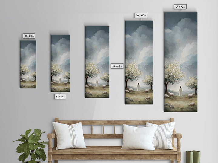 Shepherd Of Light – Framed Canvas Print – Jesus Painting – Christian Art Canvas – Tall Narrow Wall Art – Christian Wall Art