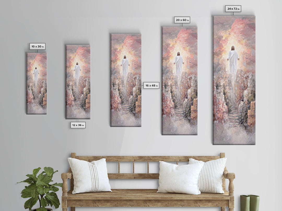 Ascension Light | Framed Canvas Print | Tall Narrow Wall Art | Christian Art Canvas | Jesus Painting | Christian Wall Art
