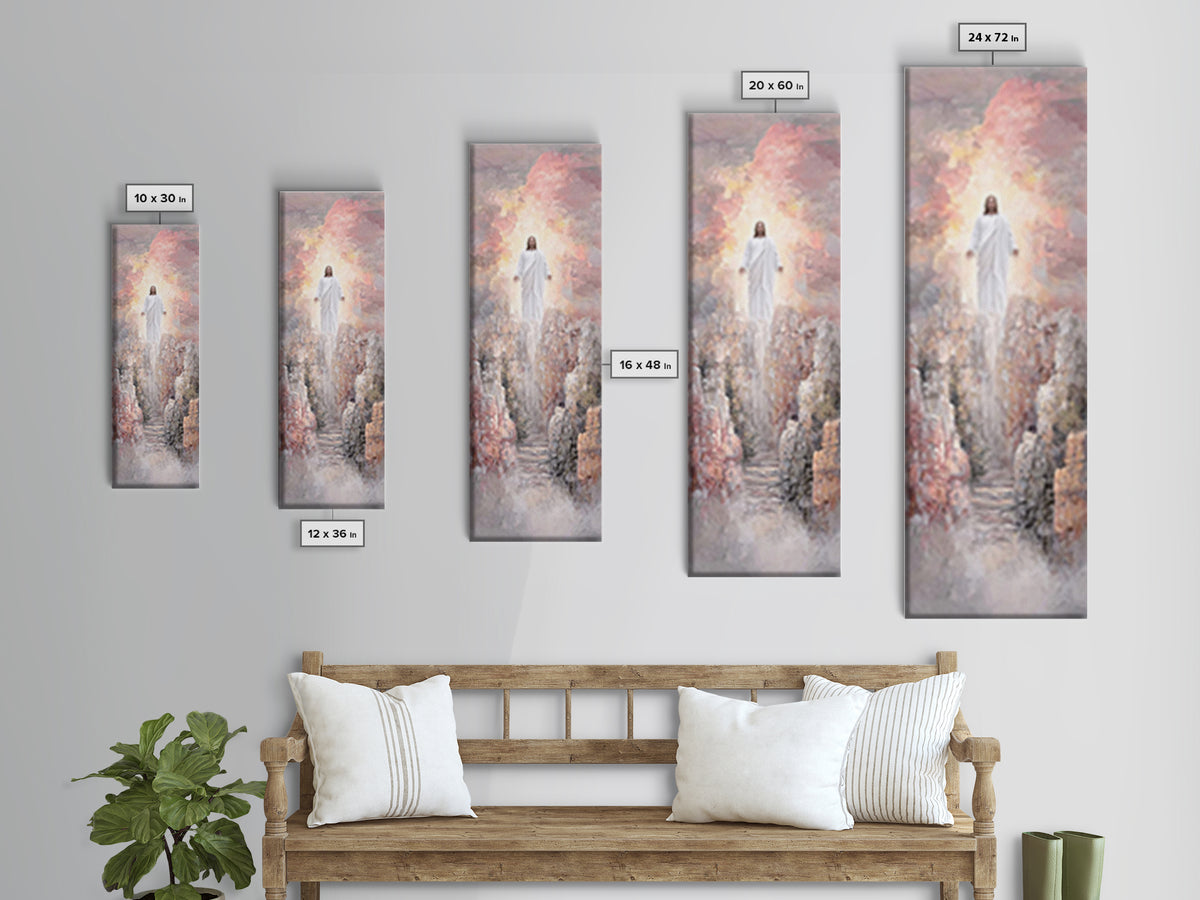 Ascension Light | Framed Canvas Print | Tall Narrow Wall Art | Christian Art Canvas | Jesus Painting | Christian Wall Art