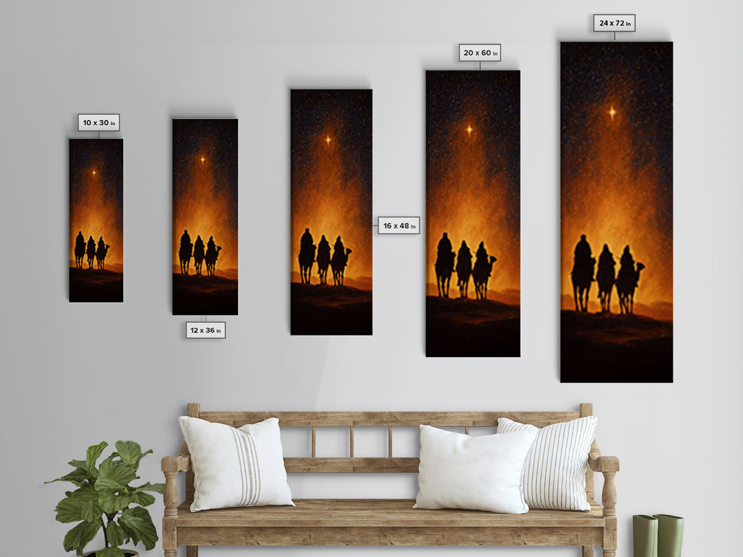 The Radiant Night – Framed Canvas Print – Narrow Art – Christian Art – Christian Christmas Art – Christian Painting – Christmas Wall Art –
