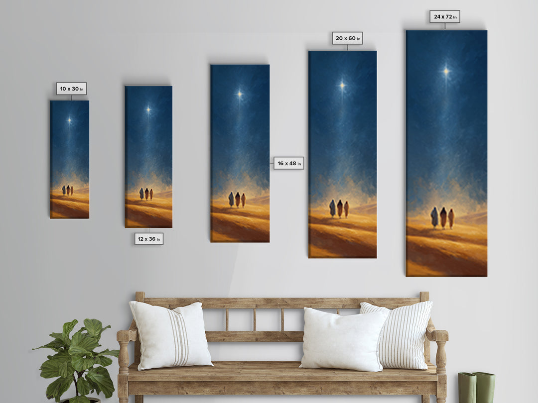 The Guiding Star – Framed Canvas Print – Christian Wall Art – Tall Narrow Wall Art – Christian Art Canvas – Christmas Art