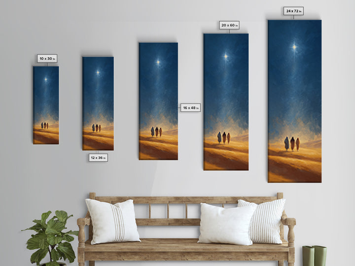 The Guiding Star – Framed Canvas Print – Christian Wall Art – Tall Narrow Wall Art – Christian Art Canvas – Christmas Art