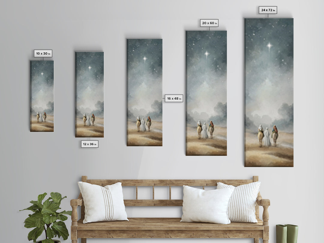 Sacred Night Path – Framed Canvas Print – Christian Art Canvas – Tall Narrow Wall Art – Christmas Wall Art – Christian Art