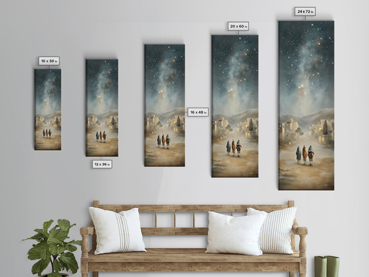 Bethlehem Wayfarers – Framed Canvas Print – Christian Christmas Art – Skinny Art – Christian Art Canvas – Christian Wall Art