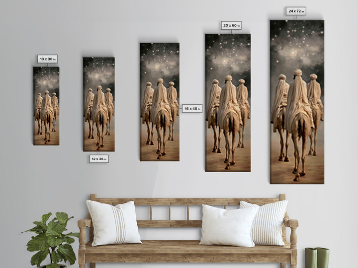 Night Sky Caravan – Framed Canvas Print – Christian Art Canvas – Tall Skinny Art Print – Christian Wall Art – Christmas Art