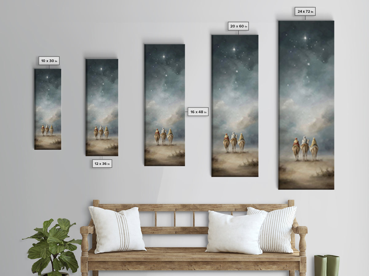 Desert Night Journey, Framed Canvas Print, Skinny Art, Christian Christmas Art, Christian Art Canvas, Large Christian Art, Modern Christian