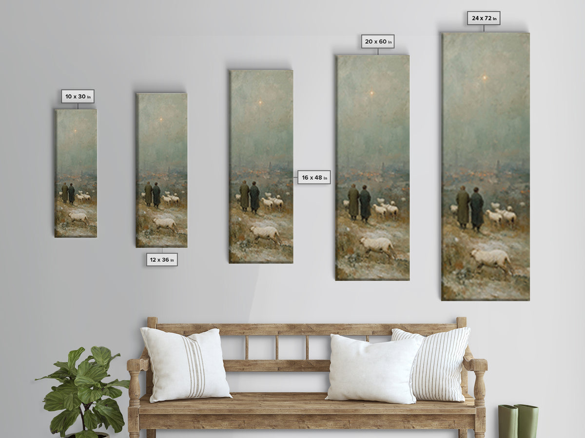 Star Of Bethlehem, Framed Canvas Print, Narrow Art, Christian Wall Art, Christian Art Print, Jesus Painting, Christmas Canvas Wall Art