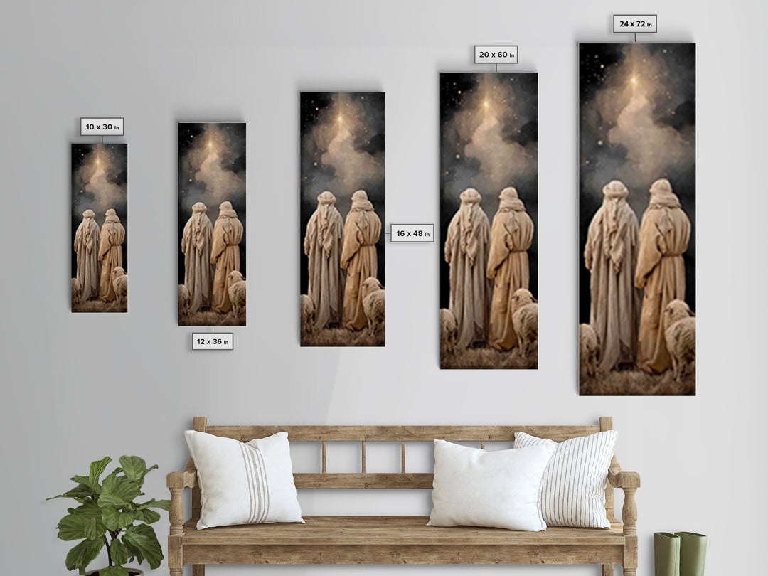 Divine Light Rise, Framed Canvas Print, Tall Narrow Wall Art, Christian Wall Art, Large Christian Painting, Christmas Art Prints, Christian