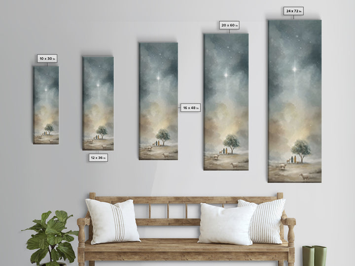 Starry Night Peace – Framed Canvas Print – Tall Narrow Wall Art – Christian Wall Art – Christian Art Canvas – Christmas Art Prints – Subtle