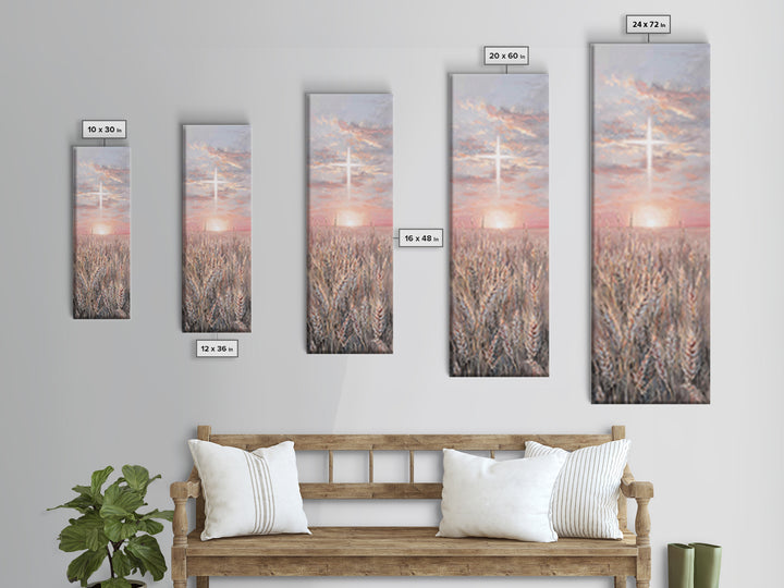 Sacred Supper Light – Framed Canvas Print – Christian Art Canvas – Christian Painting – Tall Skinny Art Print – Christian Wall Art – Vintag