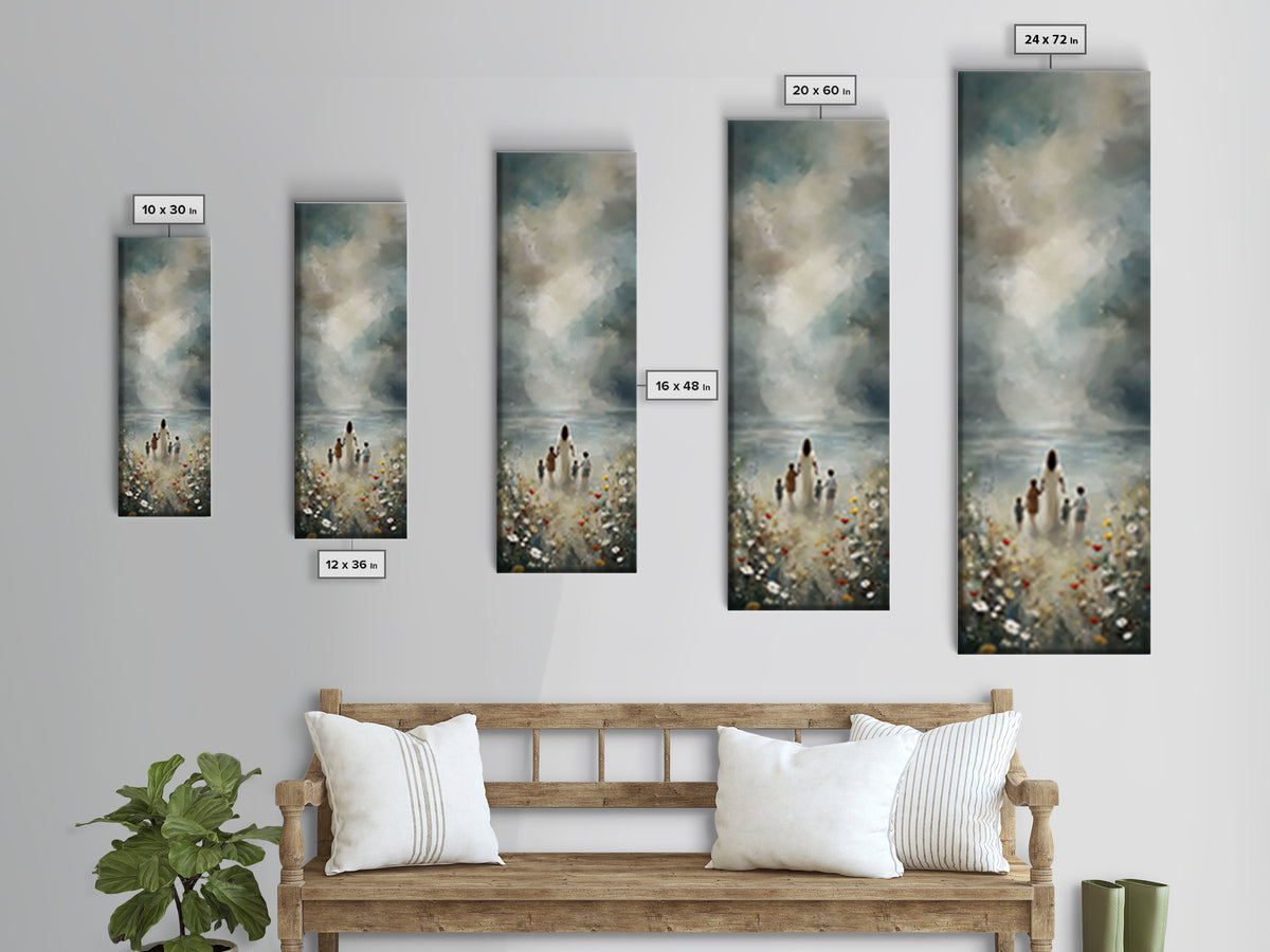 Garden Path Grace – Framed Canvas Print – Tall Narrow Wall Art – Christian Wall Art – Jesus Painting – Christian Art Canvas – Christmas Art