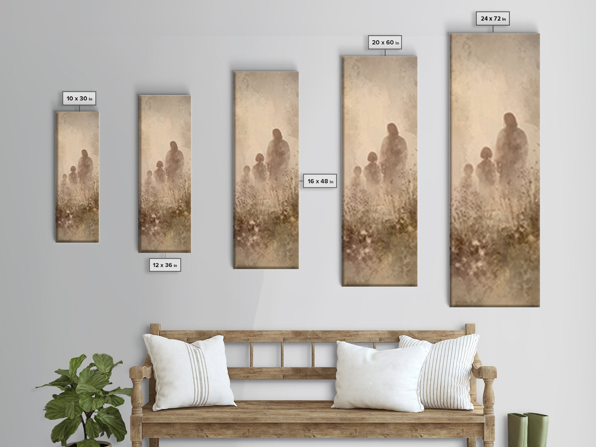 Heavenlight Meadow – Framed Canvas Print – Narrow Art – Christian Art Canvas – Jesus Painting – Christian Wall Art – Modern Christian Art –