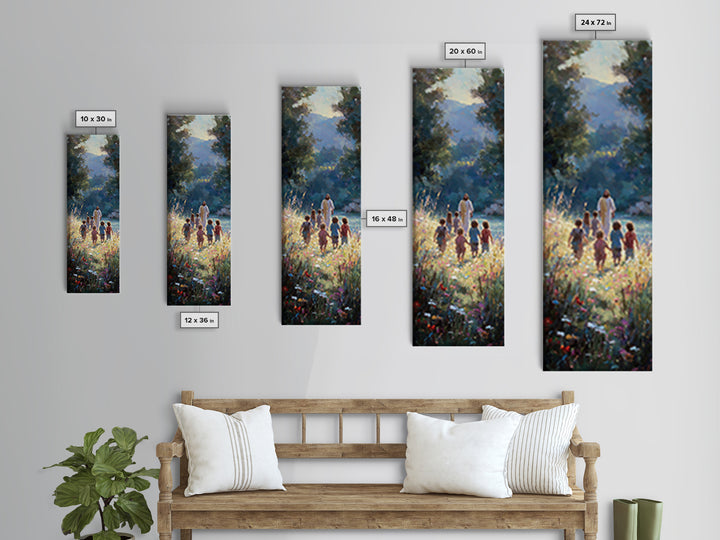 Valley Of Peace – Framed Canvas Print – Tall Skinny Art Print – Christian Art Canvas – Christian Wall Art – Jesus Painting – Modern Christi
