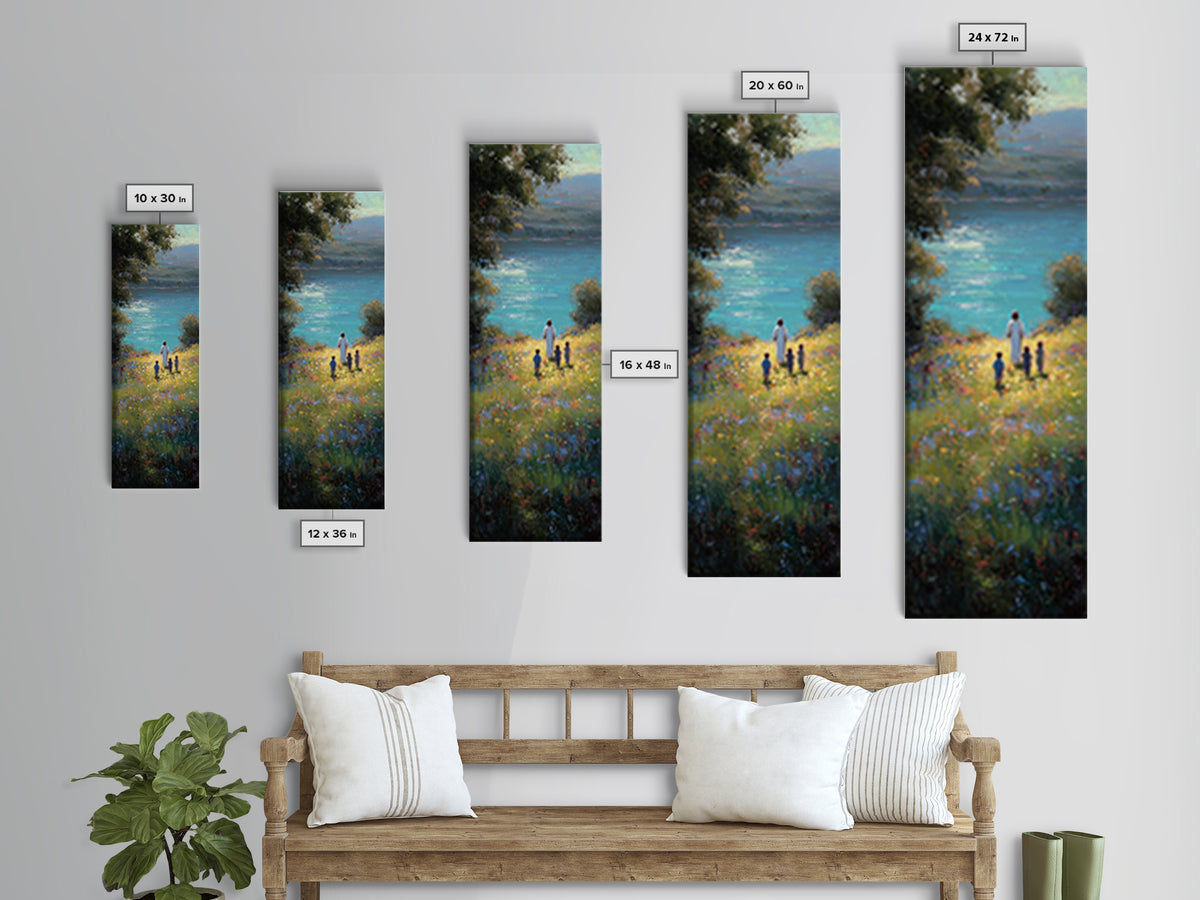 Quiet Shepherd Path – Framed Canvas Print – Tall Narrow Wall Art – Christian Art Print – Jesus Painting – Christian Wall Art – Minimalist C