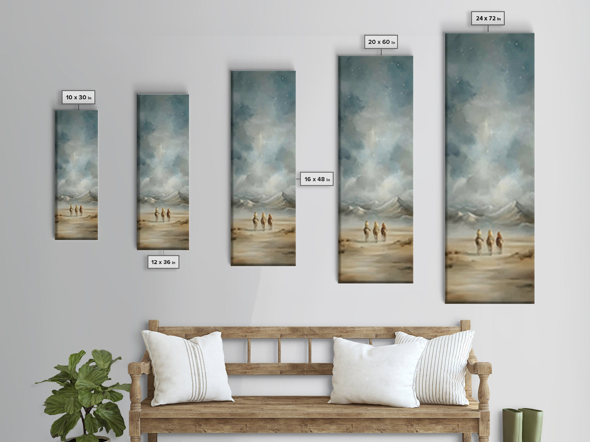 Starry Night Caravan – Framed Canvas Print – Tall Skinny Art Print – Christian Wall Art – Christmas Wall Art – Christian Decor – Christian